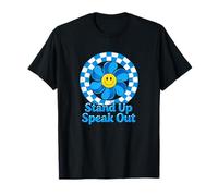 Child Abuse Awareness Stand Up Speak Out Retro Blue Pinwheel T-Shirt