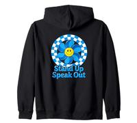 Child Abuse Awareness Stand Up Speak Out Retro Blue Pinwheel Zip Hoodie