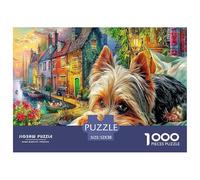 Child And Puppy 1000 Pieces Puzzle Game - Yorkie Resting The Whole Family Fun And Challenging Activity for Home Decompression52x38cm/1000pcs
