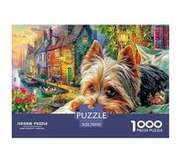 Child And Puppy 1000 Pieces Puzzle Game - Yorkie Resting The Whole Family Fun And Challenging Activity for Home Decompression70x50cm/1000pcs