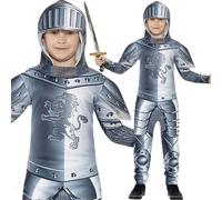 Child Armoured Knight Costume Boys Medieval Crusader Fancy Dress Outfit New