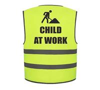 Child At Work Kids Hi Vis Vest Children's High Visibility Reflective Safety Waistcoat Construction Builder, Add child's name to the front, Personalised