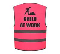 Child At Work Kids Hi Vis Vest Children's High Visibility Reflective Safety Waistcoat Construction Builder, Add child's name to the front, Personalised