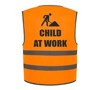 Child At Work Kids Hi Vis Vest Children's High Visibility Reflective Safety Waistcoat Construction Builder, Add child's name to the front, Personalised