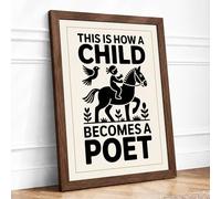 Child Becomes Poet Typography Framed Wall Art Print A1 (84.1×59.4cm) Walnut, Wall Decor for Living Room, Bedroom, Office & Home, Ready to Hang, Art Gift