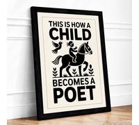 Child Becomes Poet Typography Framed Wall Art Print A2 (59.4×42cm) Black, Wall Decor for Living Room, Bedroom, Office & Home, Ready to Hang, Art Gift