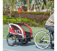 HOMCOM 2 Seat Child Bike Trailer, Baby Bicycle Trailer for 2 Kids, Red