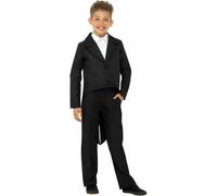 Child Black Tailcoat Jacket Cabaret Magician Fancy Dress Outfit Kids Showman