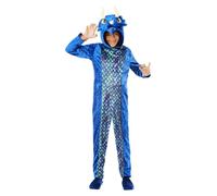 Child Blue All In One Dinosaur Fancy Dress Costume 4-12 yrs
