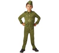 Boys WW2 Soilder Army Military Work Book Day 1930's Fancy Dress Kids Costume