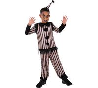 Child Boys Dark Vintage Pierrot Clown Halloween Fancy Dress Costume