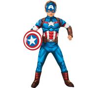 Child Boys Deluxe Official Captain America Superhero Fancy Dress Costume