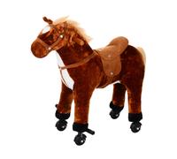 HOMCOM Plush Walking Horse Ride On Toy with Wheels and Realistic Sounds Rocking Horse for Girls Boys 2+ Years Old, 50cm Tall, Brown