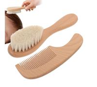 Child Brush and Comb Natural Soft Bristles Wood Handle | Little Girls Hair Care Brush Comb Set for Morning Night Routine Shower Bath Detangling Styling Hygiene