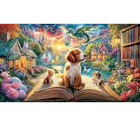 Child-climbing-book-staircase-in-stormy-sky 1000 Piece Recycled Paper Puzzle Game Challenging Puzzles Fun Present & Activity for Home for Adults and Kids Age 12 Years + 38x52/1000pcs