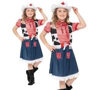 Child Cowgirl Sweetie Costume Wild West Fancy Dress Outfit + Hat Age 4-12