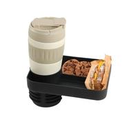 Child Cup Holder with Snacks Holder, 360° Rotating Cup Holder with 4 Compartments Food Grade Silicone, Stable Position, Travel Snacks Food Plate Fits Most Car Seats Sofa, Black