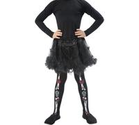 Child Day of the Dead Tights Girls Skeleton Bones Fancy Dress Accessory