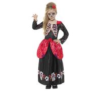 Child Deluxe Day of the Dead Girl Costume Halloween Fancy Dress & Face Paint