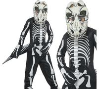 Deluxe T-Rex Skeleton Costume, Black, with Bodysuit, Tail & Mask with Lenticular 3D Print Eyes