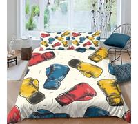 Child Duvet Cover Set Single 135X200 Cm Boxing Gloves 3D Printed Bedding Set With Zipper Closure In Polyester 1 Quilt Cover 2 Pillowcases For Children Adults Teens 3Pcs Set - Hypoallergen -242T376P74
