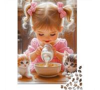 Child Feeding Kittens1000 Pieces Recycled Paper Jigsaw Puzzle Bundle Adult Men Women Decompression Mind Relaxation Birthday Present Gift 38x26cm/1000pcs