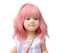 Child Friendly Full Hat Wigs Hair Synthetic Fiber Wigs Curly Hairpiece With Bangs For Birthday Performances Easy To Wear Children Hairpiece