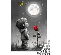 Child Gazing Moon Star Extra-Thick Cardboard DIY Jigsaw Puzzle 12+ Adults Kids Fun Family Game Beautiful Home Decoration Gift Idea 52x38cm/1000pcs