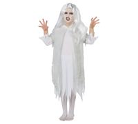 Child GHOSTLY SPIRIT Horror Fancy Dress Costume Girls + Wig Halloween Scary Kids