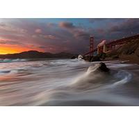 Child Girl Puzzle 300 Pieces,Natural Beauty,Golden Gate Bridge,San Francisco,Marshall Beach 38x26CM