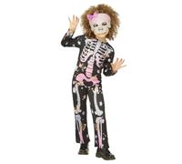 Child Girl Skeleton Skull Rose Gold Sparkle Halloween Fancy Party Dress Costume