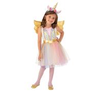 Child Girls Pastel Gold Sparkling Unicorn Fairy Tale Fancy Dress Costume