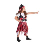 Child Girls Skull Red & Black Pirate World Book Week Fancy Dress Costume