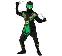 Child Green Ninja Costume Kombat Fancy Dress Kids Outfit