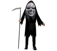 Child Halloween Grim Reaper Big Head Costume Kids Horror Fancy Dress Outfit