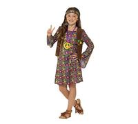 Child Hippie Girl Swinging 1960's 1970's Peace Flower Power Fancy Dress Costume