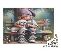 Child Hugging Puppy Puzzles for Adults 1000 Pieces with Anti-glare Surface Jigsaws for Adults for Relaxing Activities for Adults And Mindfulness Activities As Mother‘s Day Gift 70x50cm/1000pcs