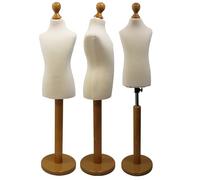 Child Kid Tailors Dummy Cream Age 2/4 Dressmakers Fashion Students Mannequin Display Bust With A Light Wood Base
