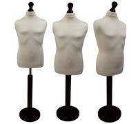 Child Kids Age 10/12 Tailors Dummy Cream Dressmakers Fashion Students Mannequin Display Bust With A Black Wood Round Base