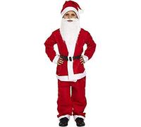 CHILD KIDS SANTA SUIT WITH BEARD FATHER CHRISTMAS FANCY DRESS BOYS COSTUME 4-12 (UK LARGE)