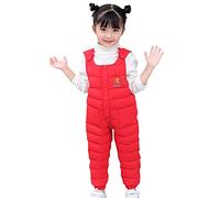 Child Kids Toddler Toddler Infant Newborn Baby Boys Girls Cute Cartoon Letter Jumpsuit Cotton Wadded Thicken Suspender Snow Bib Ski Pants Overalls Trousers Outfit Clothes 3 Months Old (Red, 3-4 Years)