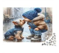 Child Kissing Dog Colourful Child Kissing Dog 1000 Pcs Jigsaw Puzzles Adults Brain Development Classic Educational Games 38x26cm/1000pcs