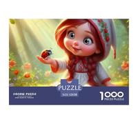 Child Ladybug Forest 1000 Pieces Puzzle Game - Girl Ladybug Garden The Whole Family Fun And Challenging Activity for Home Decompression52x38cm/1000pcs