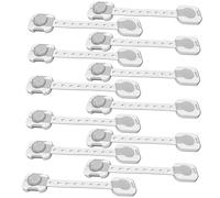 Child Locks for Kitchen Cupboards 12-Pack Cupboard Locks Child Safety - Baby Proof Cabinet & Drawer Straps | Strong Adhesive Latches for Cupboard, Fridge, Toilet, Doors | Baby Proofing Locks