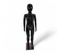 Child Mannequin 110cm Glossy Black - Full Body Display with Removable Arms, Rotatable Head, and Metal Base for Retail, Showroom, Photography