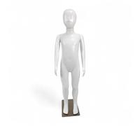 Child Mannequin 110cm Matte White Egg Head - Full Body Display with Rotating Head and Arms, Eco PE, Metal Base, Easy 4-Part Assembly for Kids Clothing and Footwear
