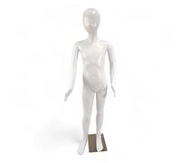Child Mannequin 140cm Matte White Egg Head - Full Body Display with Rotating Head and Arms, Eco-Friendly PE, Metal Base, Easy 4-Part Assembly for Kids Clothing and Wigs