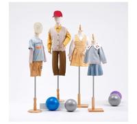Child Mannequin Tailors Display Stand, Realistic Dress Form with ABS Plastic Backing and Linen Fabric, With Removable Head, Arms and Wood Stand(Natural-G,4 year old)