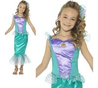 Smiffys Deluxe Mermaid Costume, Green with Dress & Hair Clip, Girls Fancy Dress, Mermaid Dress Up Costumes