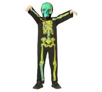 Child Neon Glow in the Dark Skeleton Halloween Fancy Party Dress Costume